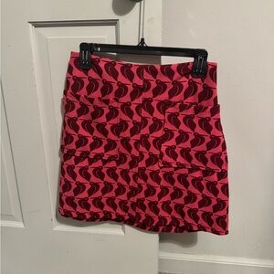 Anthropologie Pink and Burgundy Graphic Mini Skirt
